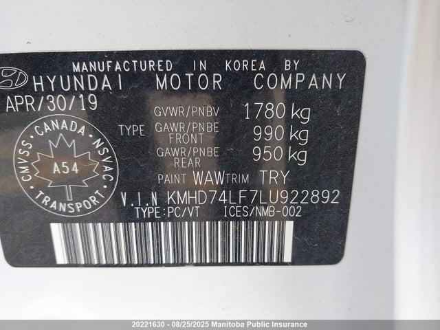 Hyundai mpi nu 2020 KMHD74LF7LU922892 Image 9