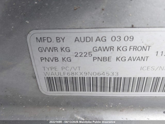 Auction sale of the 2009 Audi A4 2.0t Quattro, vin: WAULF68KX9N064533, lot number: 20221699