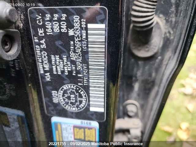 3KPA25AD6PE563830 KIA mpi gamma ii