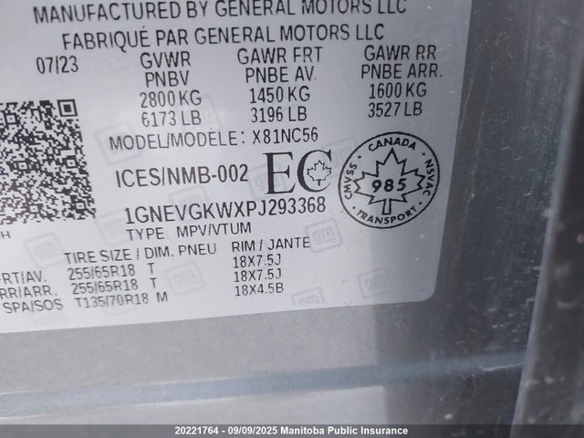 1GNEVGKWXPJ293368 Chevrolet lfy