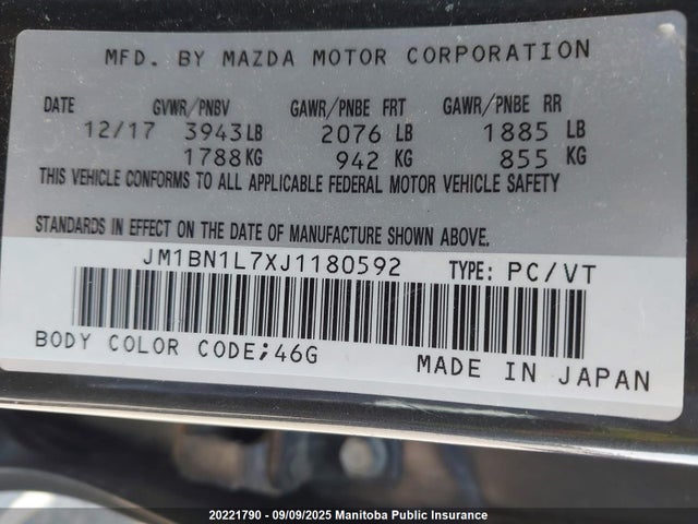 JM1BN1L7XJ1180592 Mazda pe