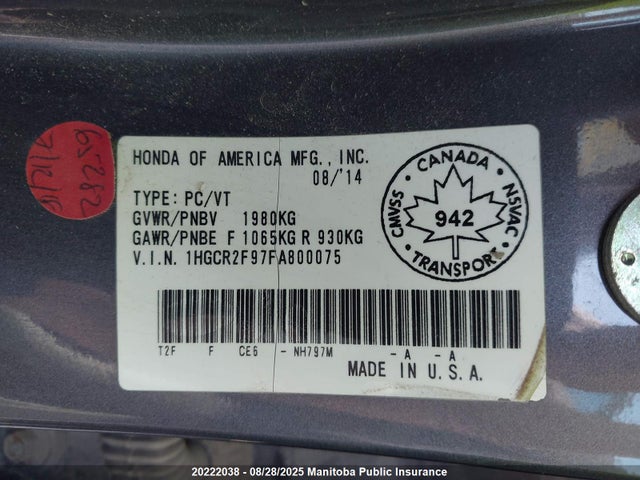 Honda Accord 2015 1HGCR2F97FA800075 Image 9