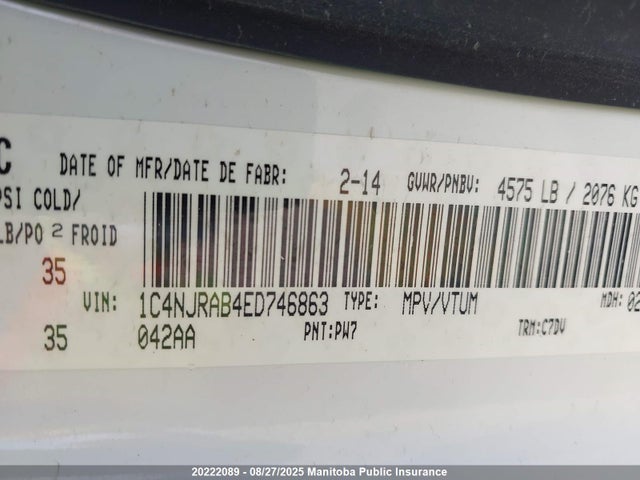 1C4NJRAB4ED746863 Jeep Patriot