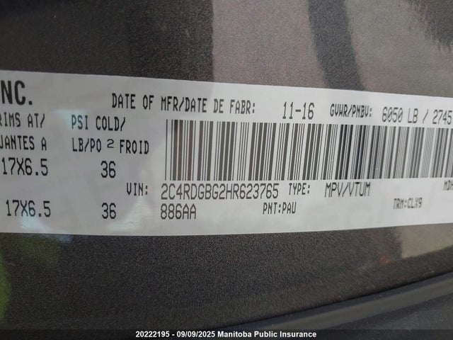 2C4RDGBG2HR623765 Dodge Grand Caravan