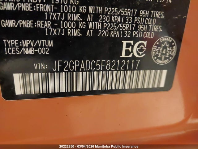 Subaru Xv Crosstrek Touring 2015 JF2GPADC5F8212117 Image 8