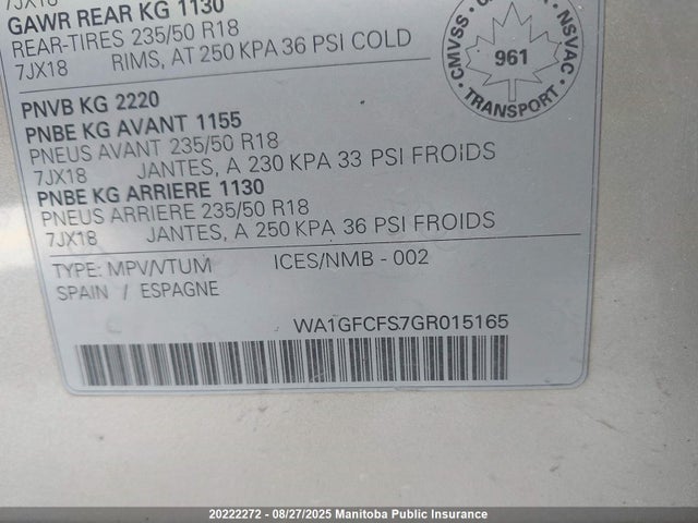 Audi 2.0t 2016 WA1GFCFS7GR015165 Image 9