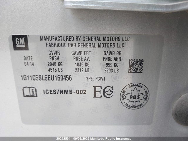 1G11C5SL6EU160456 Chevrolet lkw
