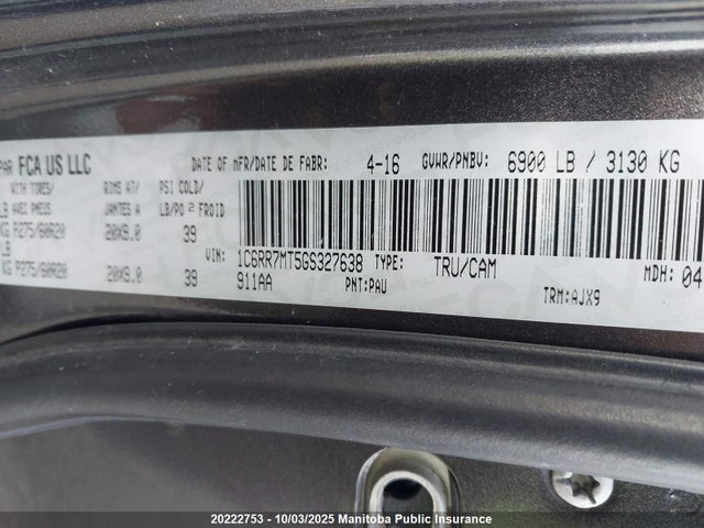 Dodge 2016 2016 1C6RR7MT5GS327638 Image 9