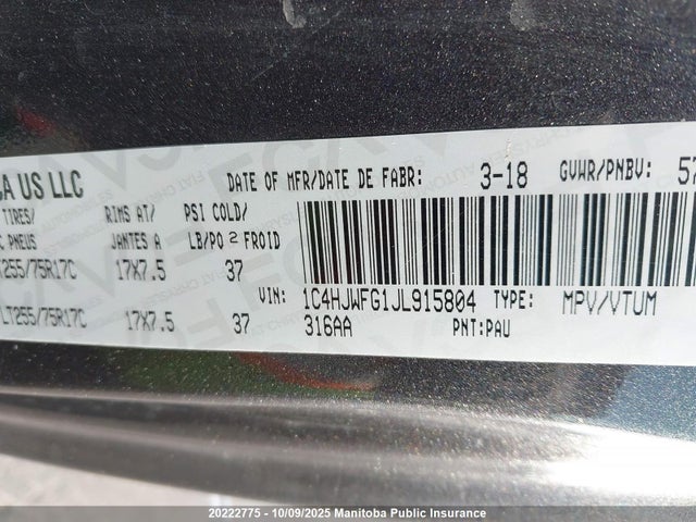 1C4HJWFG1JL915804 Jeep WRANGLER JK