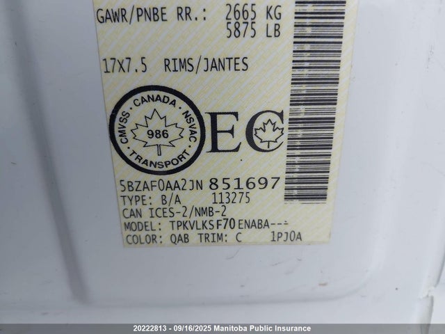 Nissan NV 2018 5BZAF0AA2JN851697 Image 9