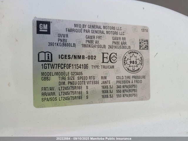 GMC l20 2015 1GTW7FCF0F1154106 Image 9