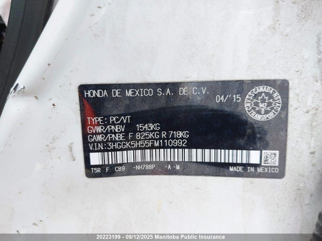 3HGGK5H55FM110992 Honda l15b1