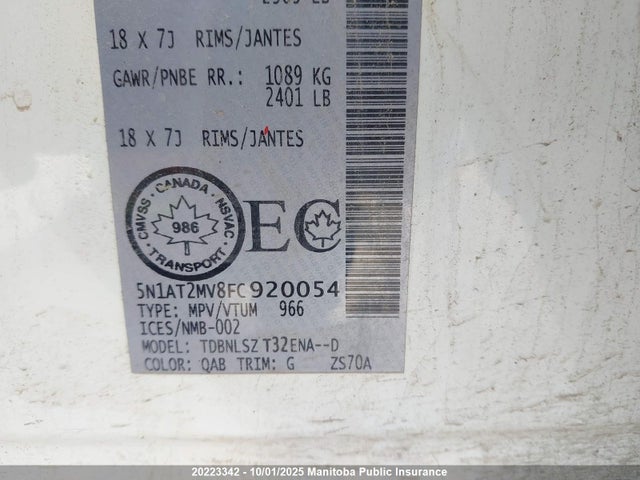 Nissan Rogue 2015 5N1AT2MV8FC920054 Image 9