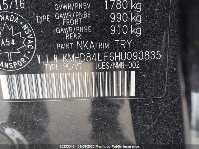 KMHD84LF6HU093835 Hyundai Elantra