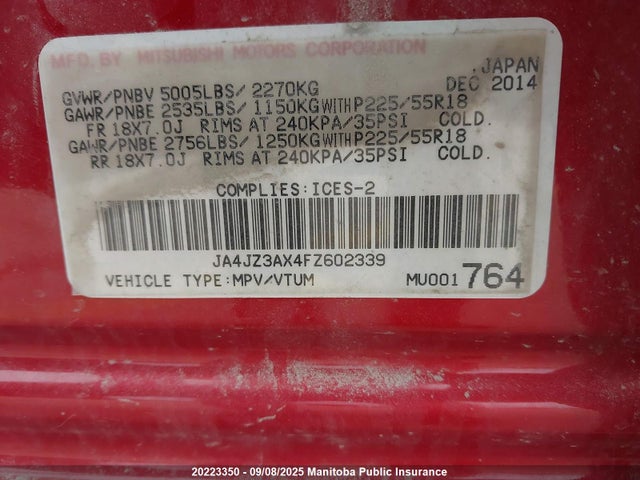 JA4JZ3AX4FZ602339 Mitsubishi sohc mivec