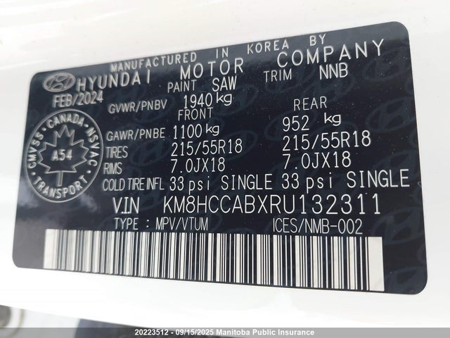 KM8HCCABXRU132311 Hyundai mpi nu pe
