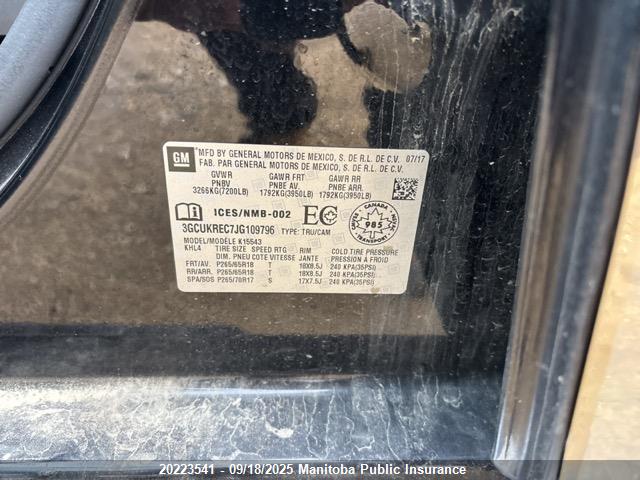 3GCUKREC7JG109796 Chevrolet l83 - sidi: spark ignited direct injection, vvt: variable valve timing, afm, e85 max, alum