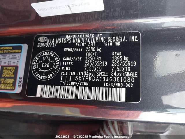 5XYPKDA13JG361080 KIA t-gdi theta-ii