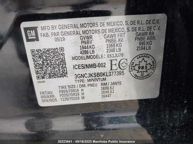 Chevrolet luv - mfi, variable valve timing, e85 max, alum 2019 3GNCJKSB0KL377395 Image 9
