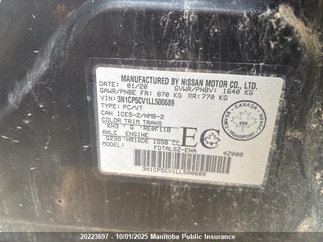 3N1CP5CV1LL500689 Nissan 2020