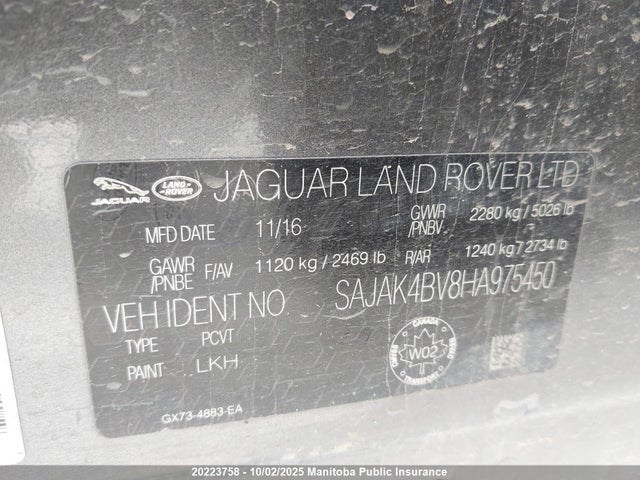 SAJAK4BV8HA975450 Jaguar s/c lev3 sulev30