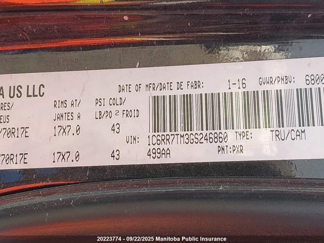 Dodge 1500 2016 1C6RR7TM3GS246860 Image 8