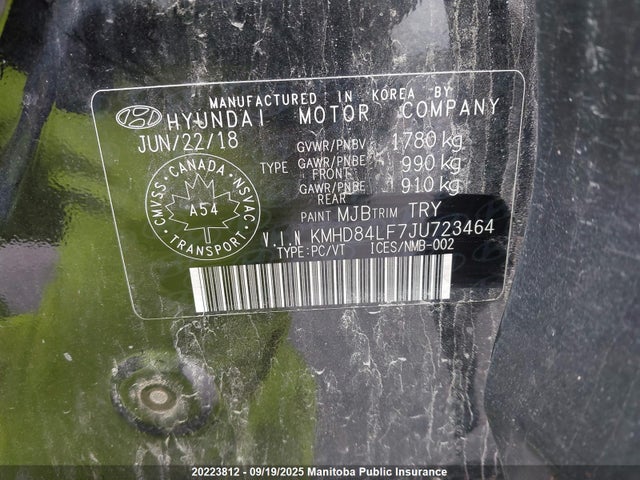 KMHD84LF7JU723464 Hyundai mpi nu