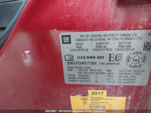 Chevrolet lfx - sidi, vvt, e85 max, alum 2015 2GNFLFE34F6171364 Image 9