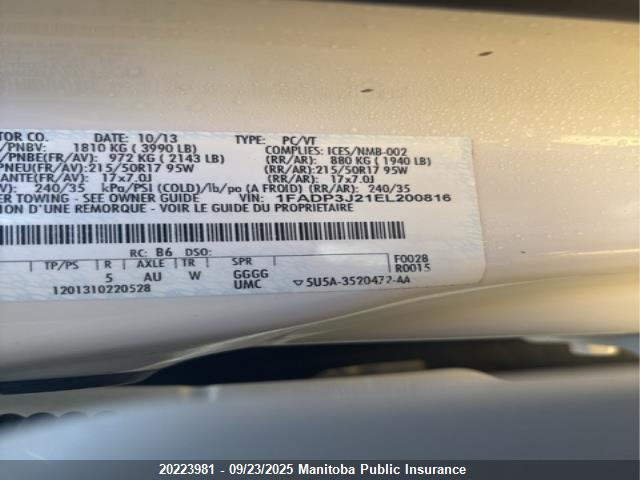 1FADP3J21EL200816 Ford Focus