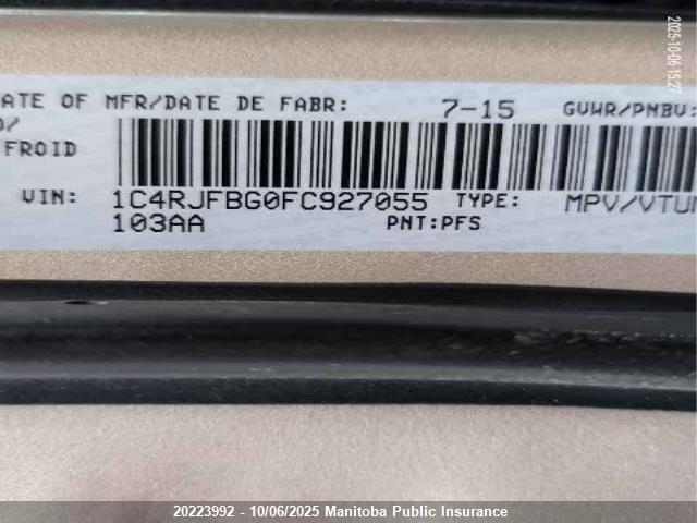Jeep Grand Cherokee 2015 1C4RJFBG0FC927055 Image 9