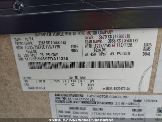 1FC3E3KS9FDA11336 Thor E-350