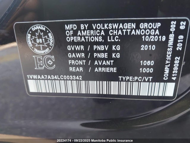 1VWAA7A34LC003342 Volkswagen Passat