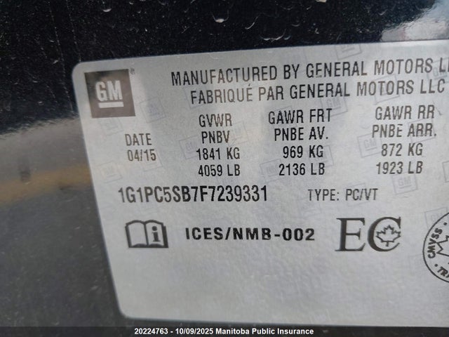 Chevrolet LUV 2015 1G1PC5SB7F7239331 Image 9