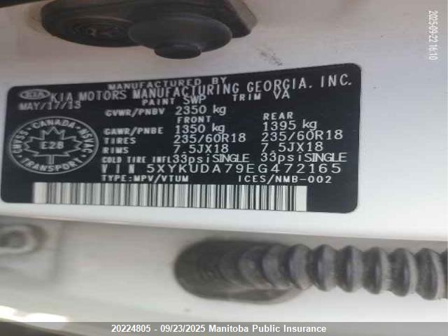 5XYKUDA79EG472165 KIA gasoline 3.3 v6 gdi lambda ii