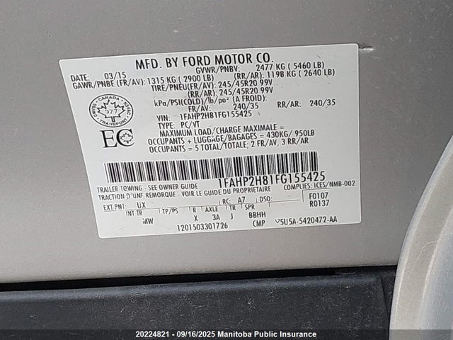 1FAHP2H81FG155425 Ford Taurus