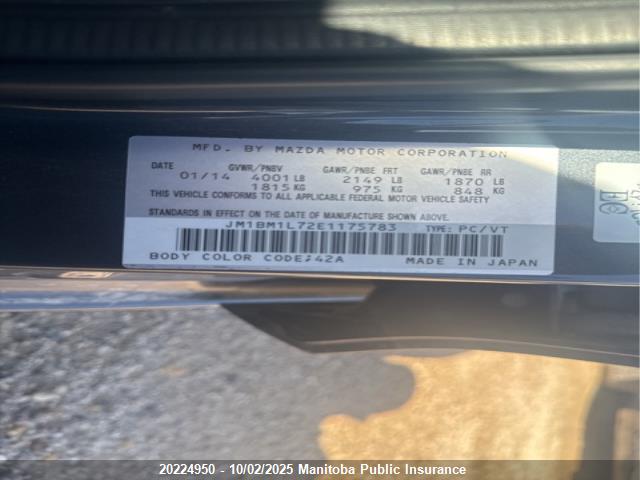 JM1BM1L72E1175783 Mazda pe