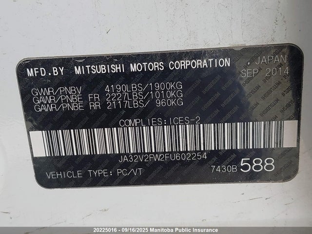 JA32V2FW2FU602254 Mitsubishi dohc mivec