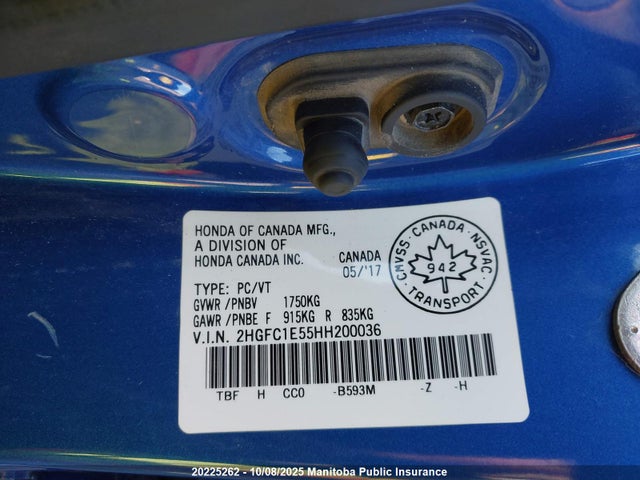 Honda l15b7 2017 2HGFC1E55HH200036 Image 9