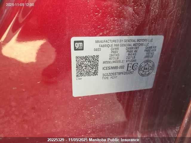 Aukcja sprzedaży 2023 Chevrolet Malibu Lt, vin: 1G1ZD5ST9PF203257, numer aukcji: 20225329