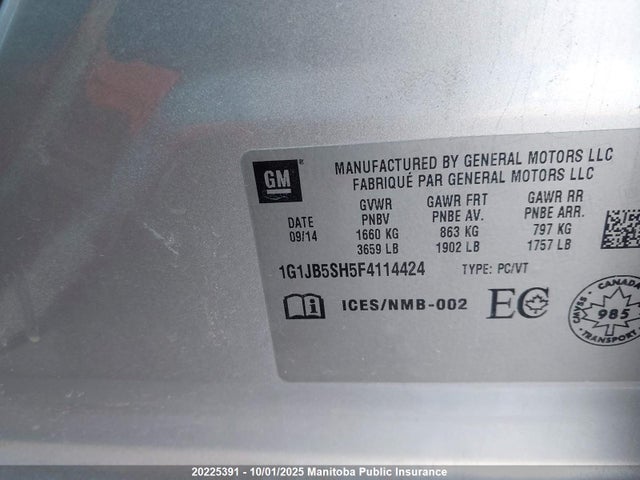 1G1JB5SH5F4114424 Chevrolet luw