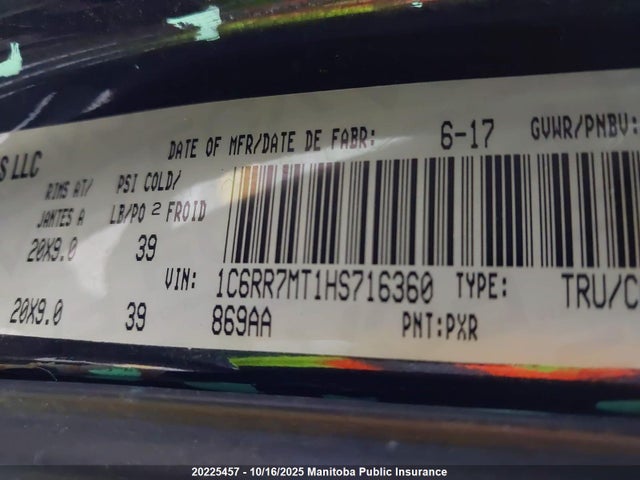 1C6RR7MT1HS716360 Dodge 1500