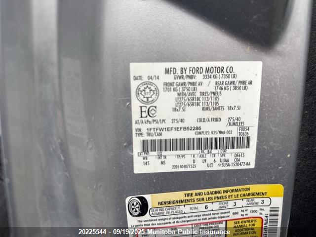 Ford F-150 2014 1FTFW1EF1EFB52286 Image 9