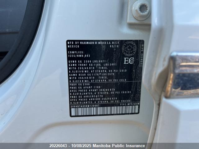 3VV4B7AX9KM120087 Volkswagen Tiguan