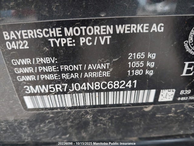3MW5R7J04N8C68241 BMW 330I