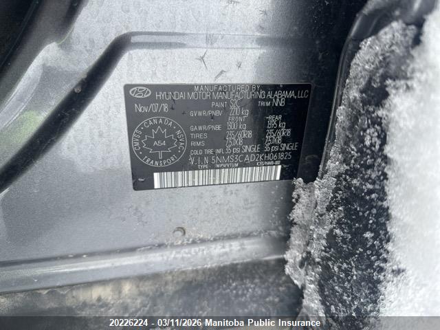 Aukcja sprzedaży 2019 Hyundai Santa Fe Preferred, vin: 5NMS3CAD2KH061825, numer aukcji: 20226224