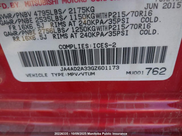 JA4AD2A33GZ601173 Mitsubishi mivec
