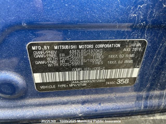 JA4AJ4AW3GZ612950 Mitsubishi Rvr Gt