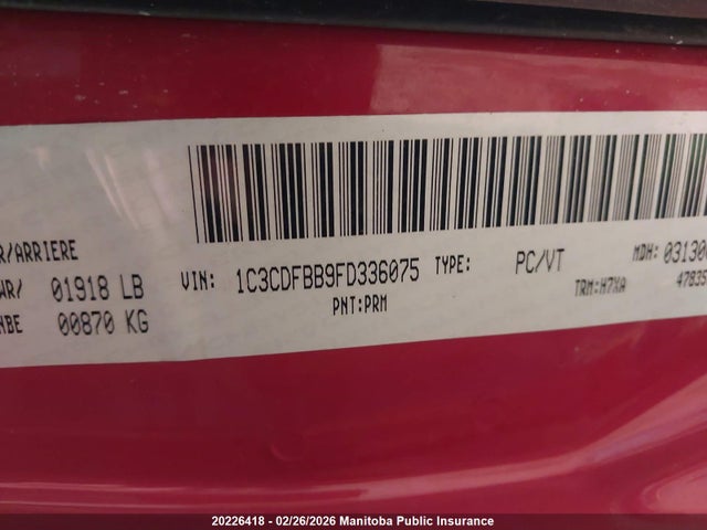 1C3CDFBB9FD336075 Dodge DART SXT