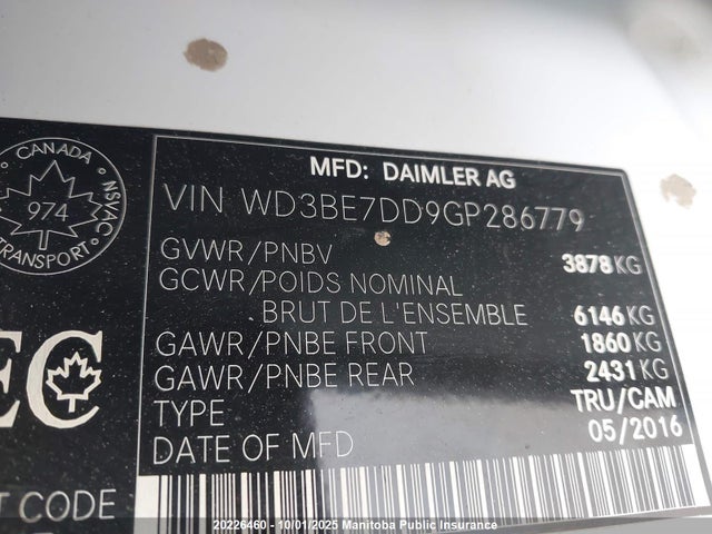 Mercedes Benz 2016 2016 WD3BE7DD9GP286779 Image 9