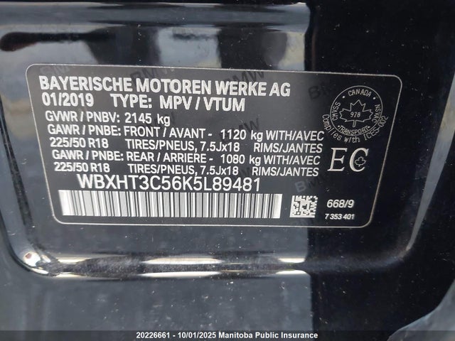 WBXHT3C56K5L89481 BMW X1